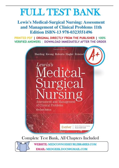 lewis harding test bank 11th edition etsy|Lewis's Medical Surgical Nursing, Harding, 11th Edition Test .